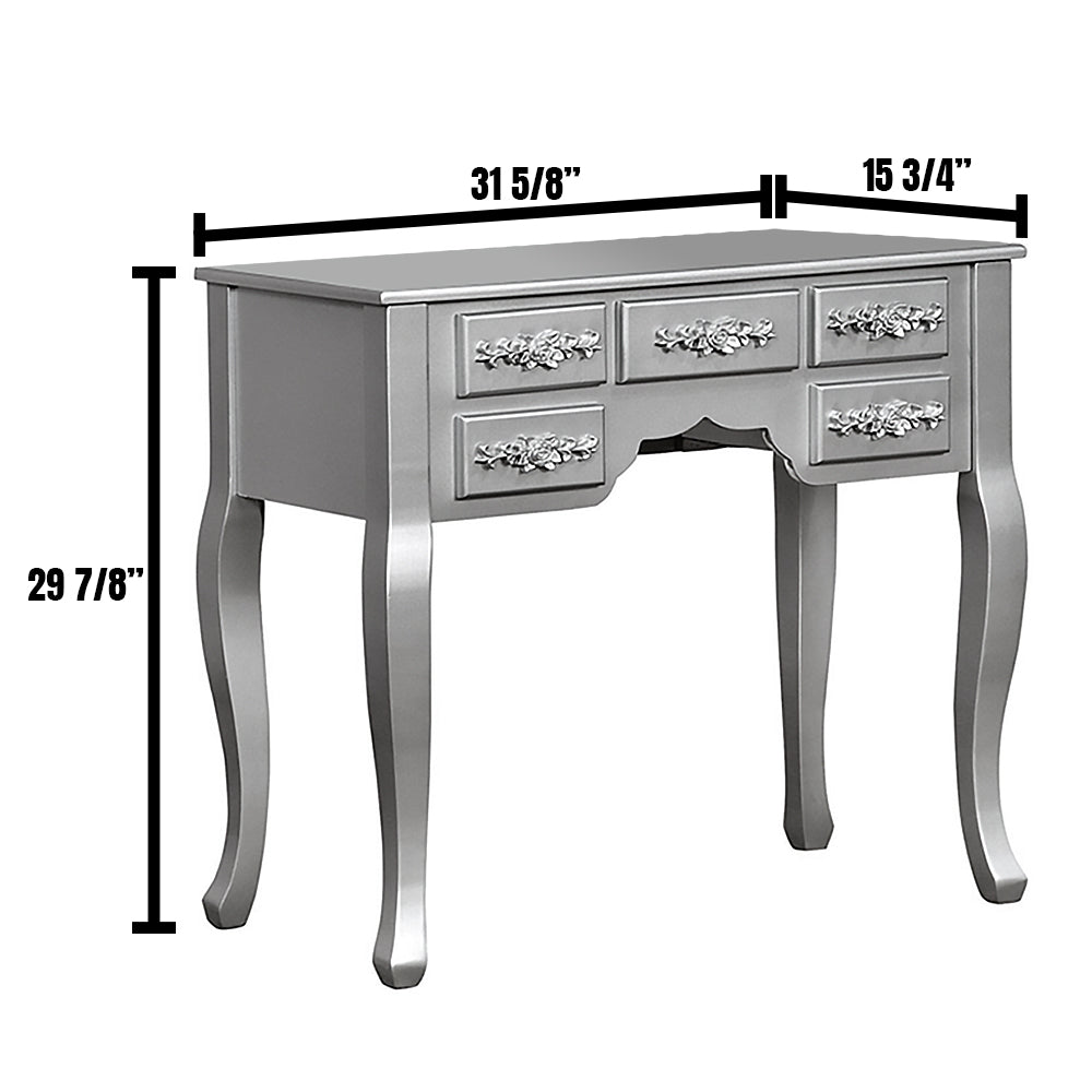 Harriet Vanity w/ Stool in Silver Finish