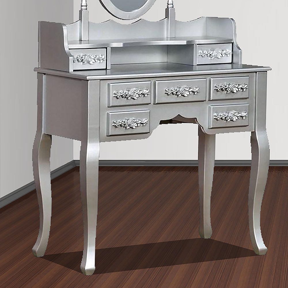 Harriet Vanity w/ Stool in Silver Finish