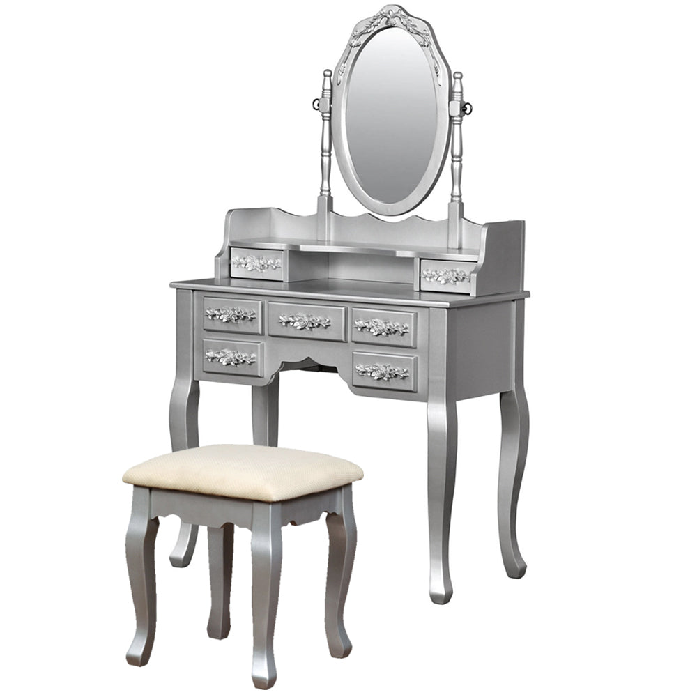 Harriet Vanity w/ Stool in Silver Finish