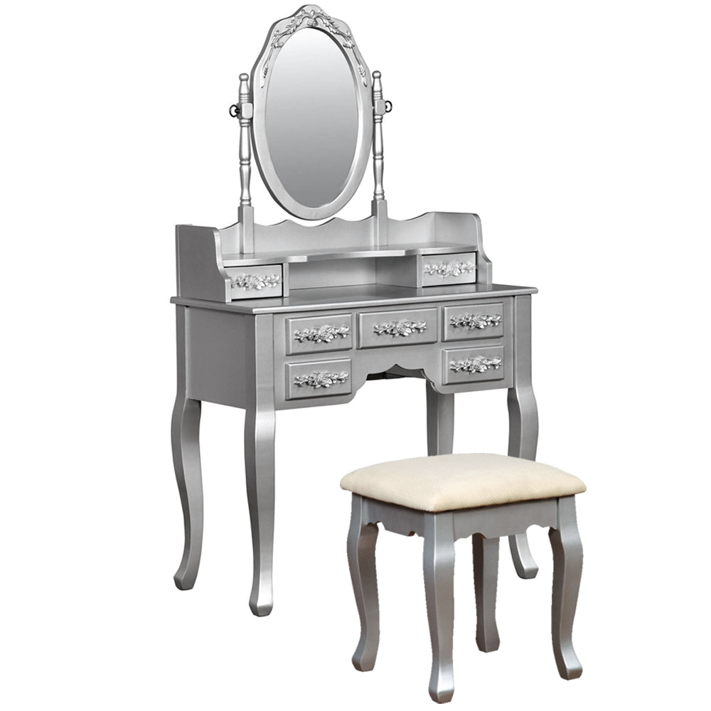 Harriet Vanity w/ Stool in Silver Finish