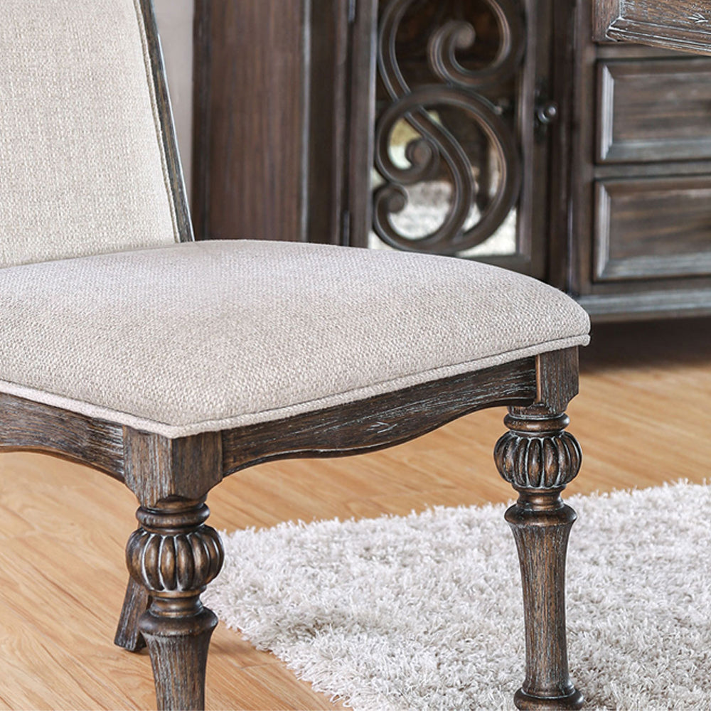 ARCADIA Side Chair (2/CTN) in Rustic Natural Tone/ Ivory finish