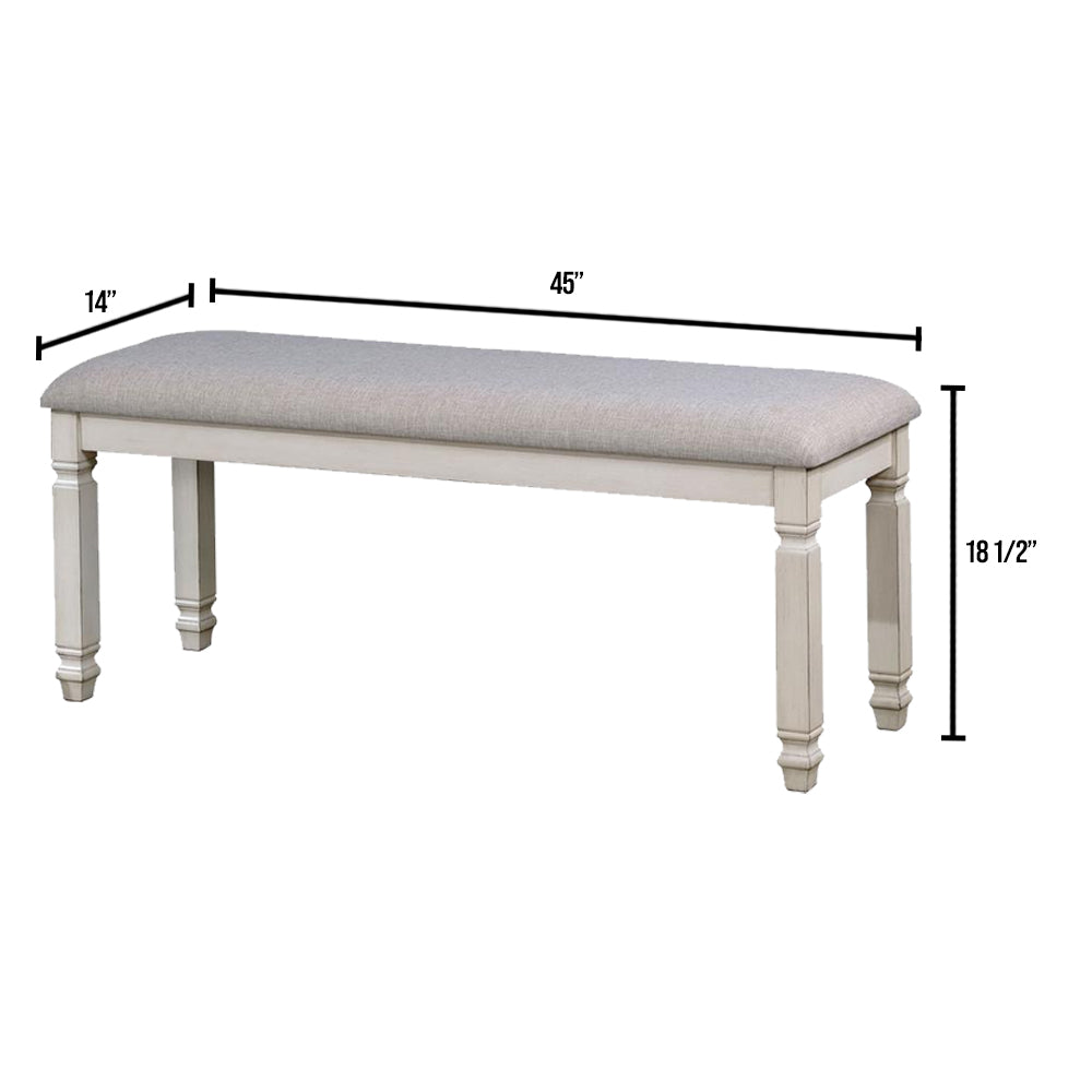 Kaliyah Bench in Antique White Finish