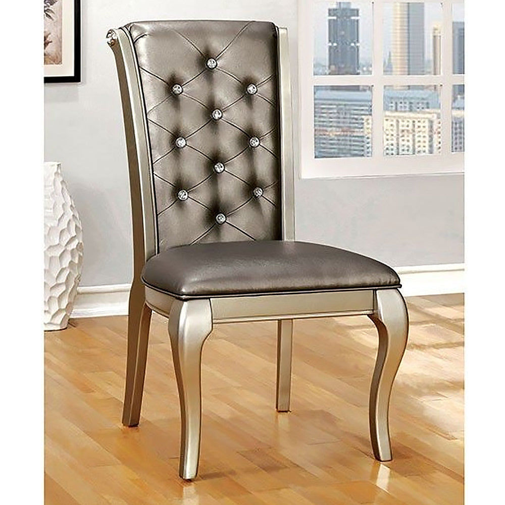AMINA Side Chair (2/CTN) in Champagne finish