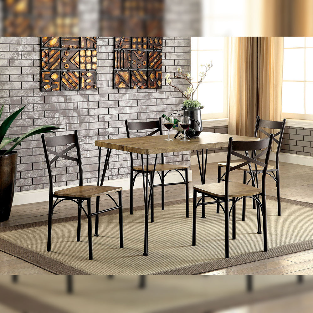 BANBURY 5 Pc. 43" Dining Table Set, Gray Gray/Dark Bronze