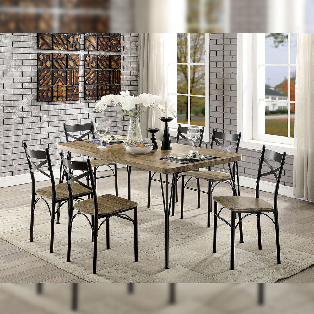 Banbury 7 Pc. 60" Dining Table Set, Gray in Gray/Dark Bronze Finish