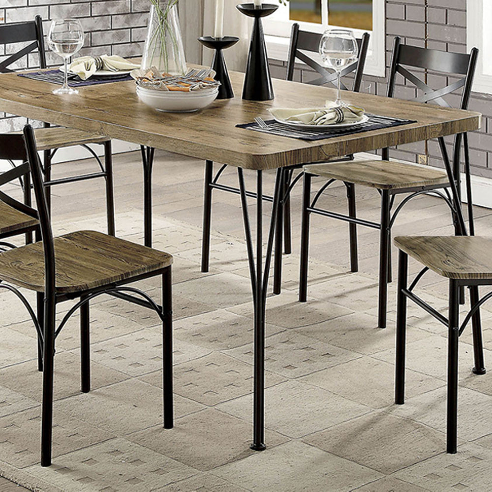 Banbury 7 Pc. 60" Dining Table Set, Gray in Gray/Dark Bronze Finish