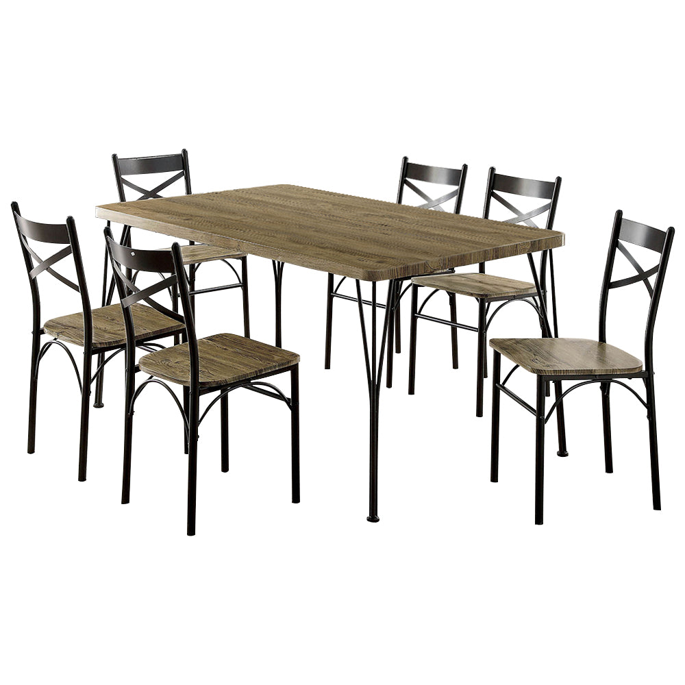 Banbury 7 Pc. 60" Dining Table Set, Gray in Gray/Dark Bronze Finish