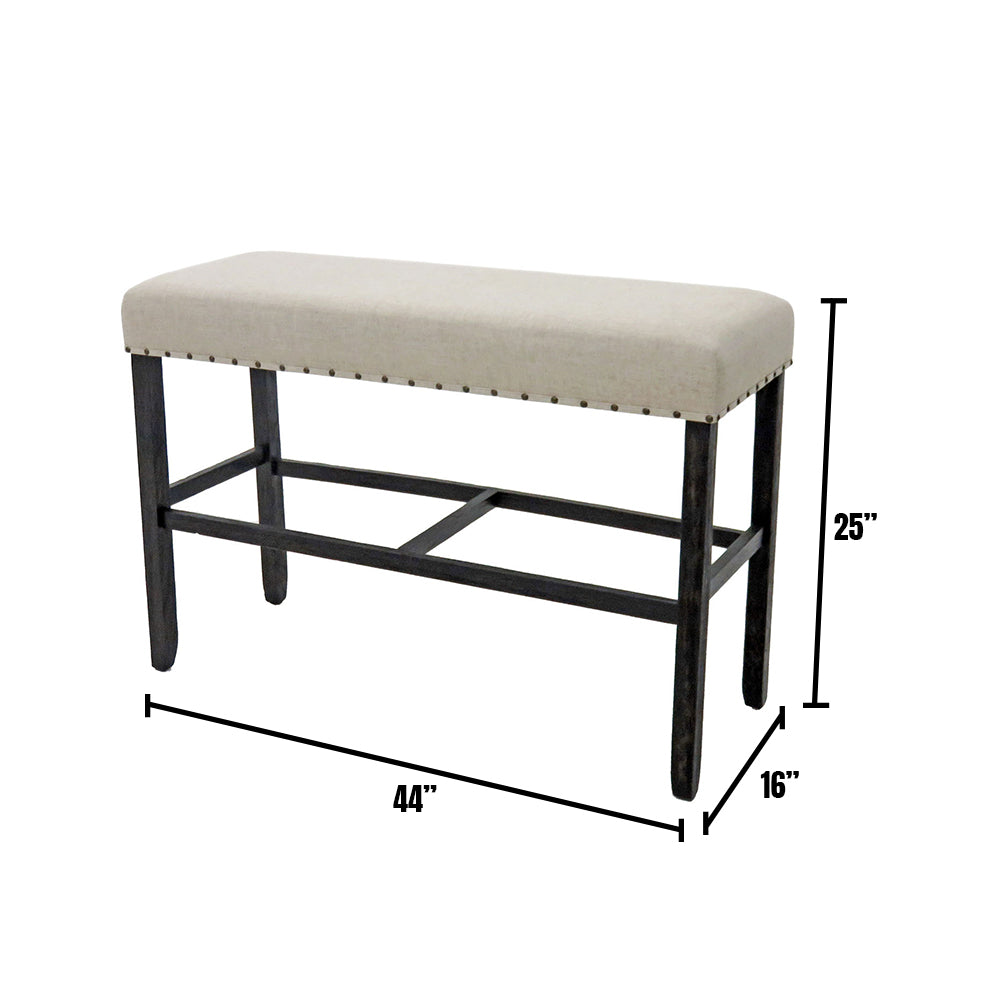SANIA II Counter Height Bench in Antique Black/Beige finish
