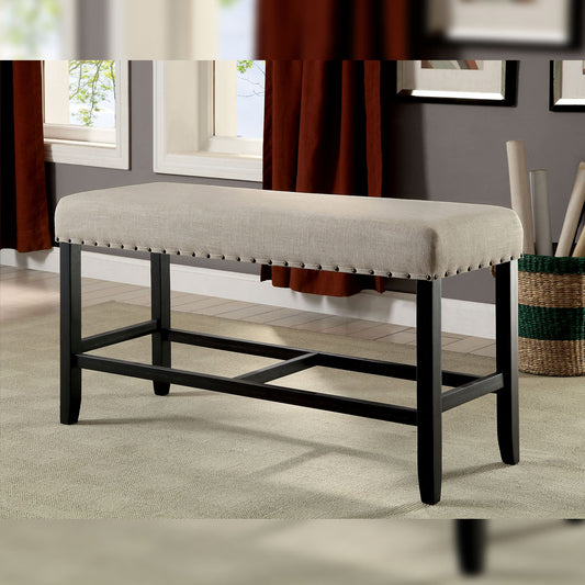 SANIA II Counter Height Bench in Antique Black/Beige finish