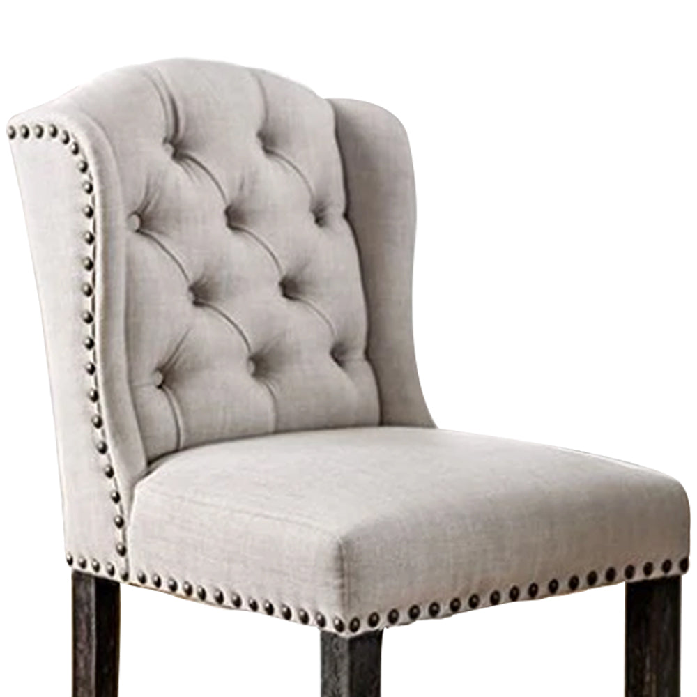 SANIA III Counter Height Wingback Chair (2/CTN) in Antique Black/Beige finish