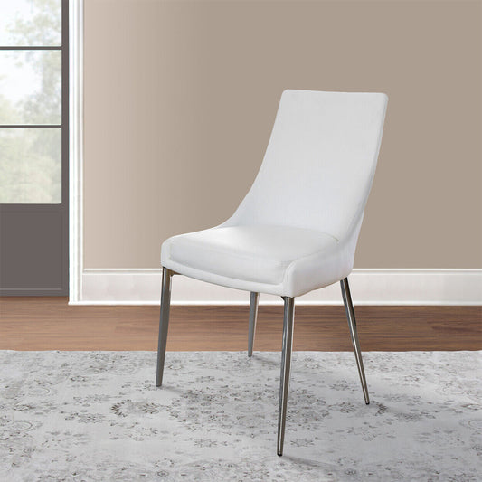 Izzy Side Chair, White (2/CTN) in Silver/White finish