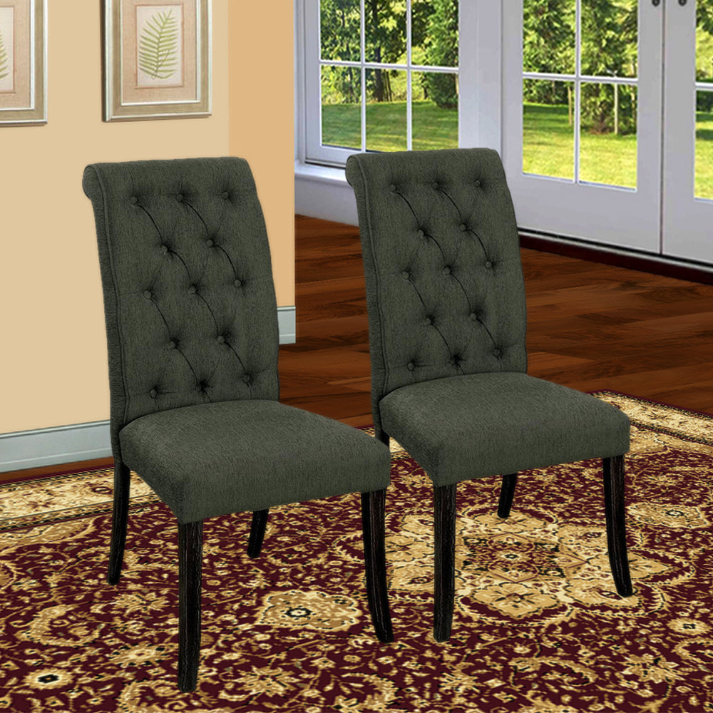 Sania III Side Chair (2/CTN) in Gray/Antique Black finish