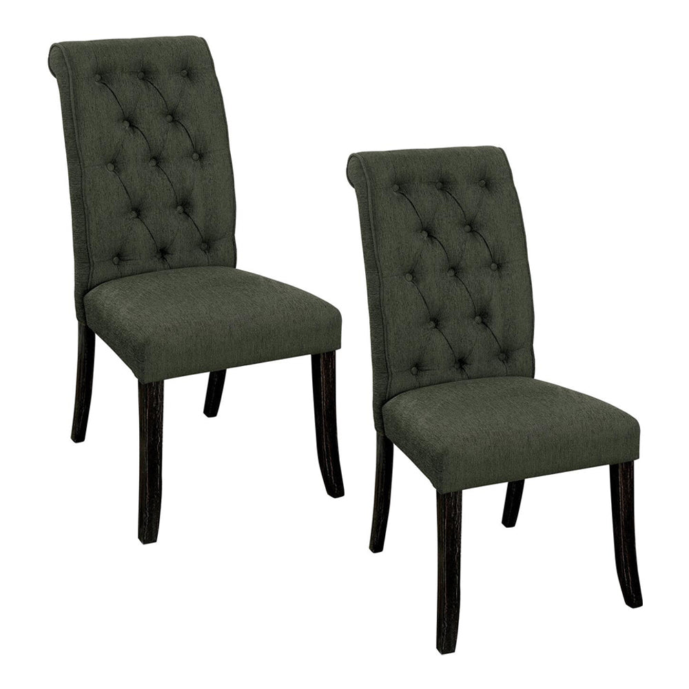 Sania III Side Chair (2/CTN) in Gray/Antique Black finish