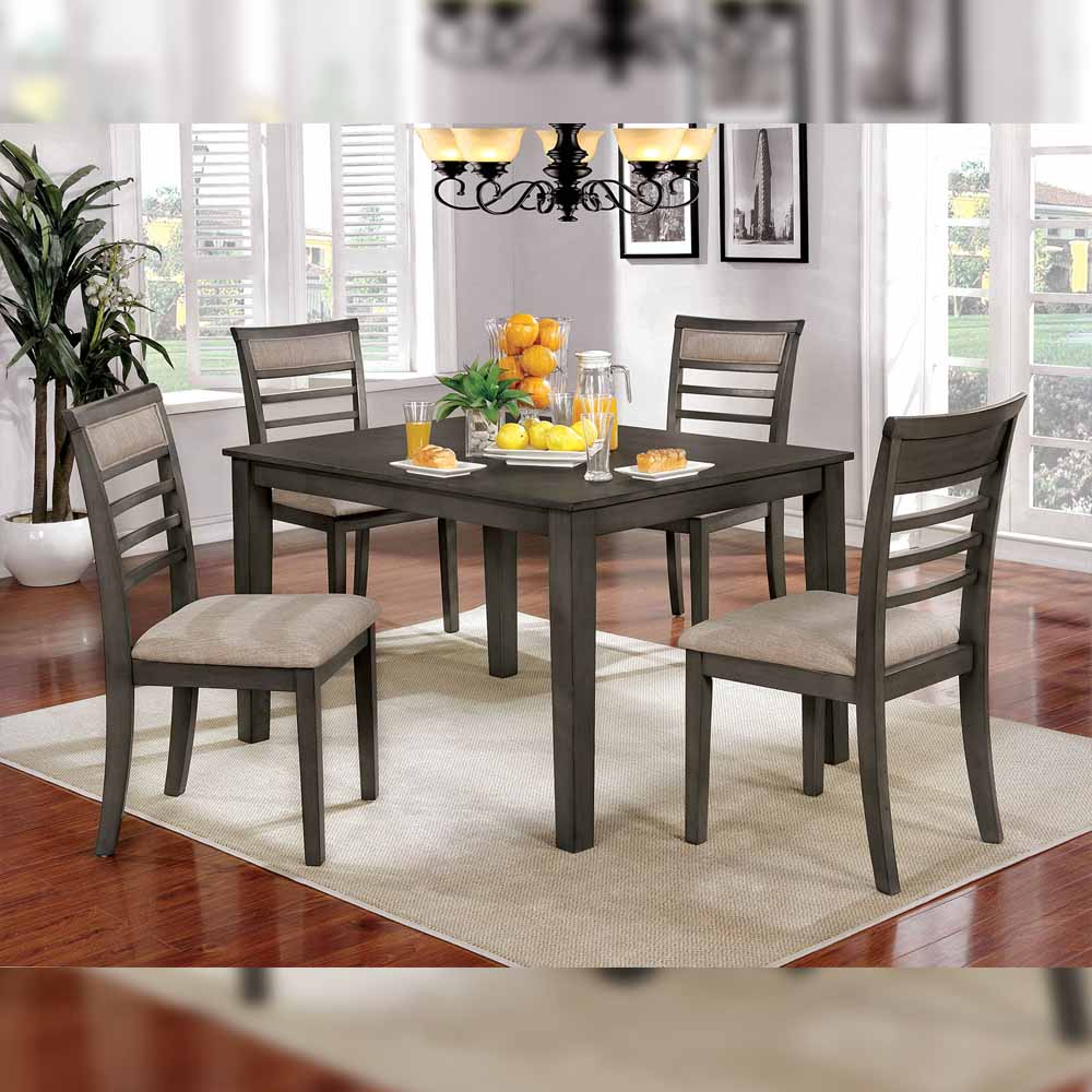 Fafnir 6 Pc. Dining Table Set w/ Bench Weathered Gray/Beige