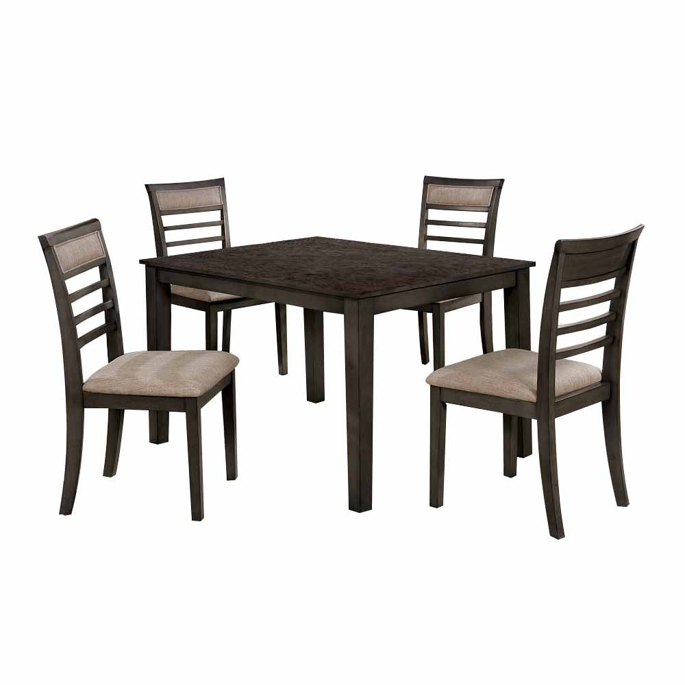 Fafnir 6 Pc. Dining Table Set w/ Bench Weathered Gray/Beige