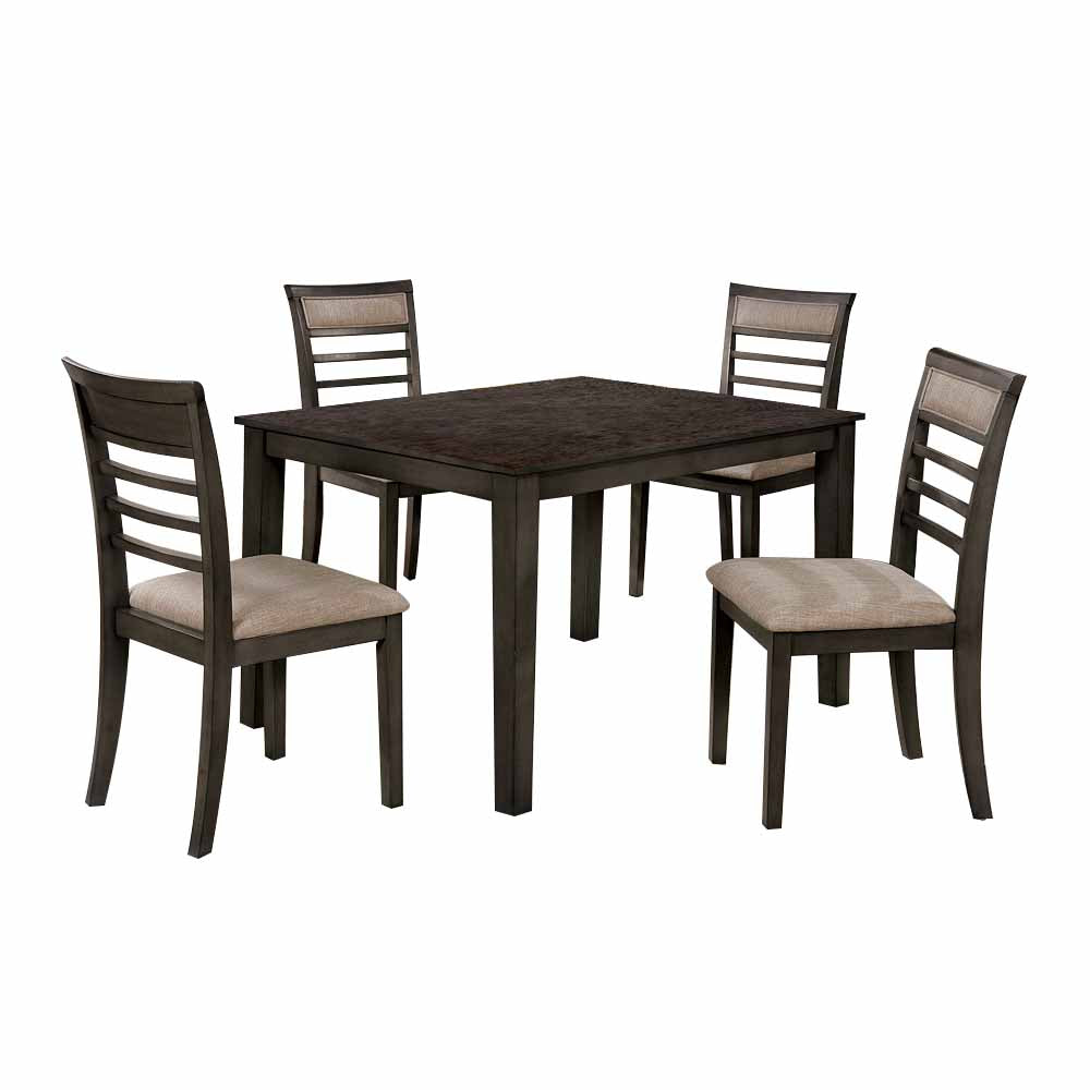 Fafnir 6 Pc. Dining Table Set w/ Bench Weathered Gray/Beige