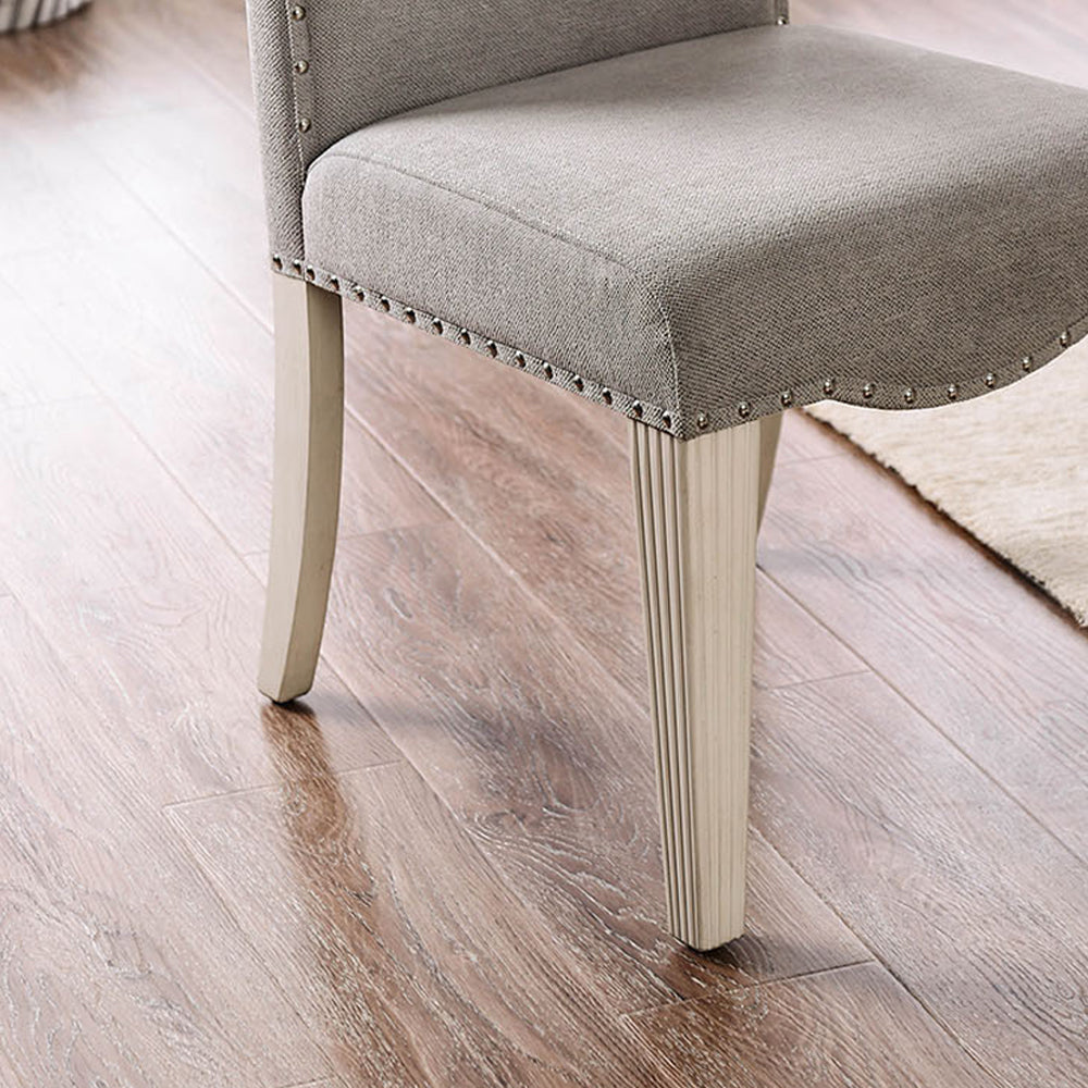 Daniella Side Chair (2/CTN) in Gray/Antique White finish