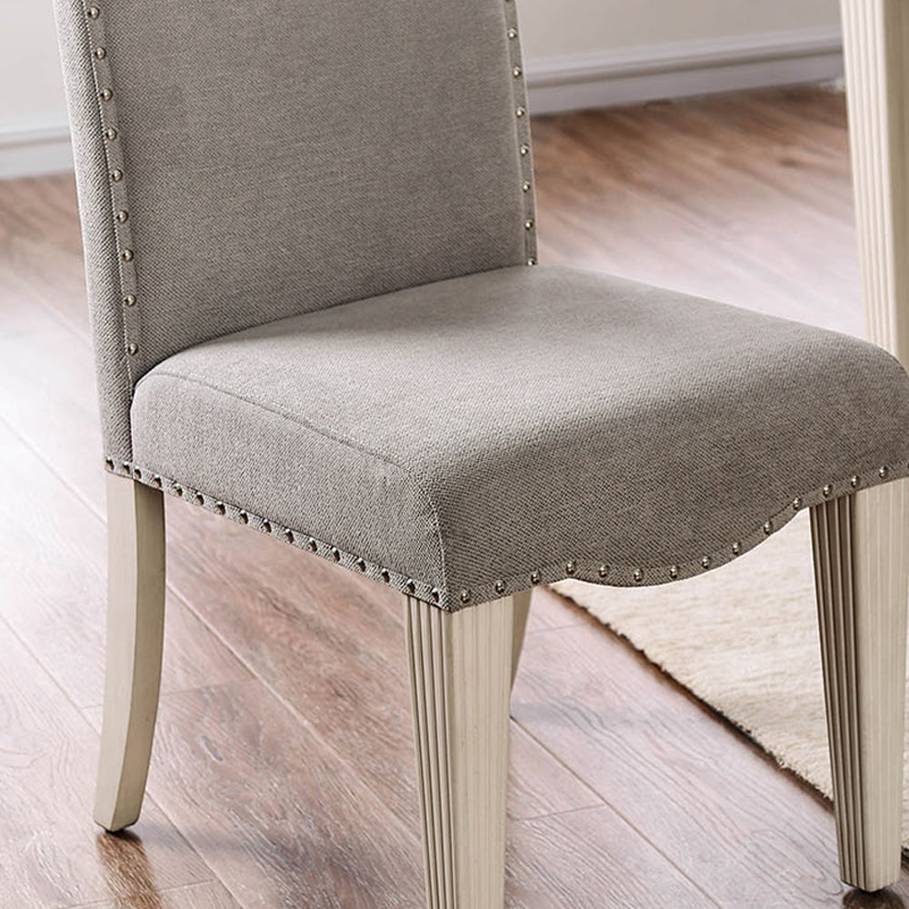 Daniella Side Chair (2/CTN) in Gray/Antique White finish