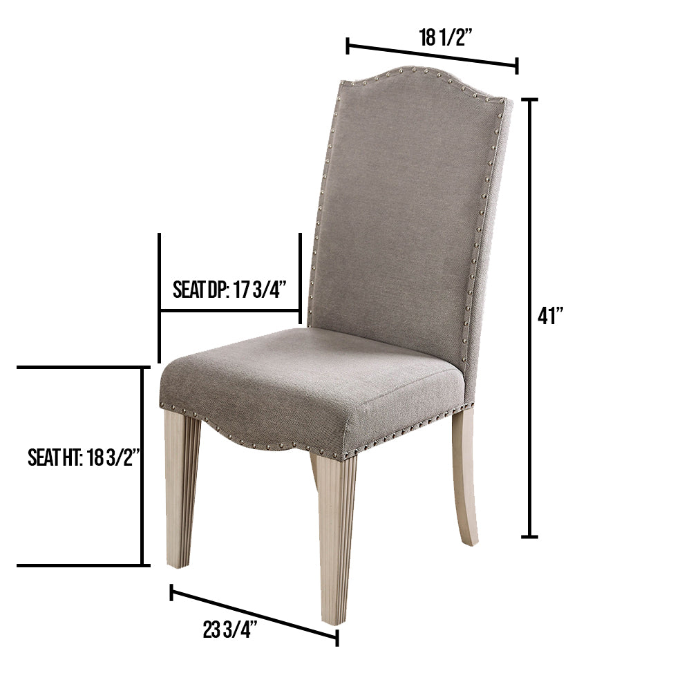 Daniella Side Chair (2/CTN) in Gray/Antique White finish