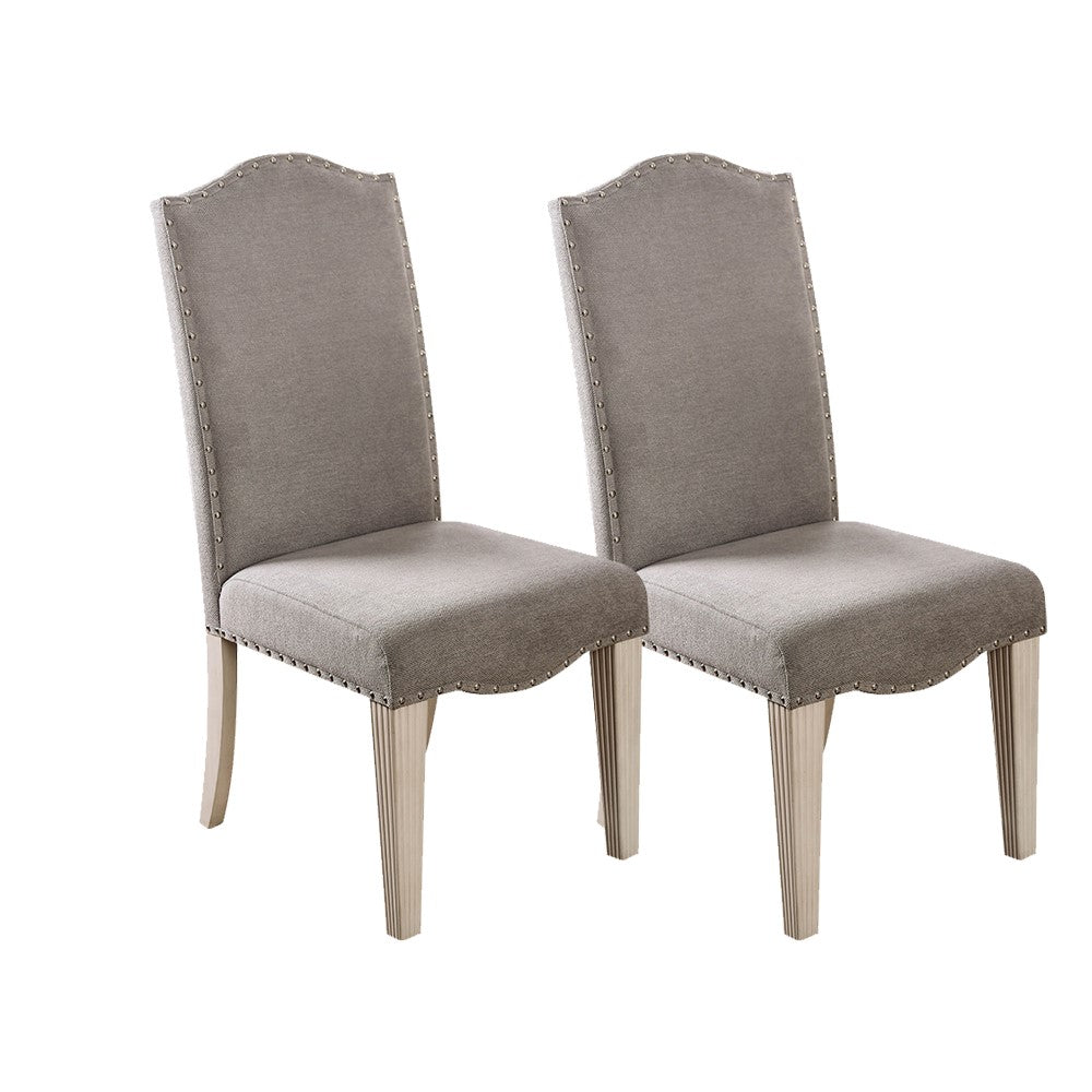 Daniella Side Chair (2/CTN) in Gray/Antique White finish