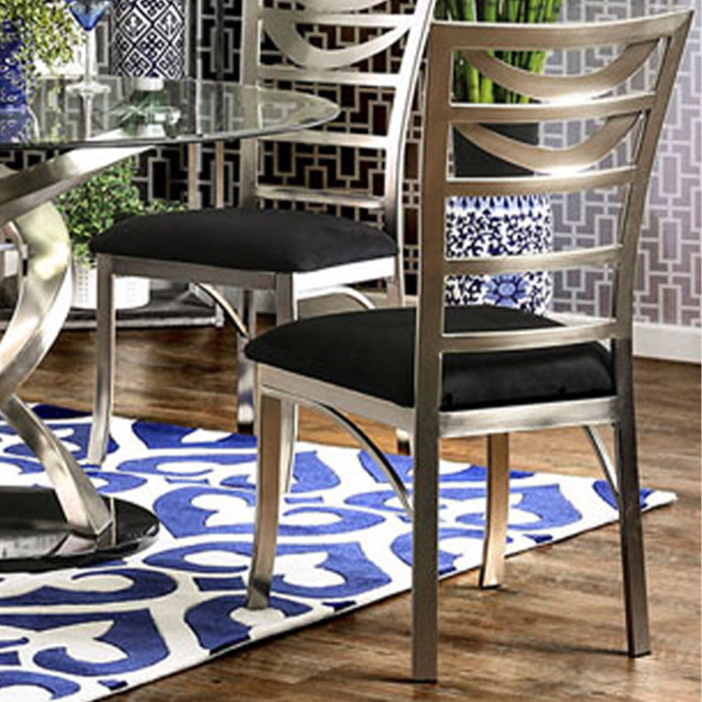 ROXO 5 Pc. Dining Table Set Silver/Black