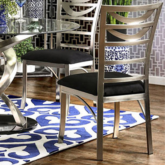 ROXO 5 Pc. Dining Table Set Silver/Black