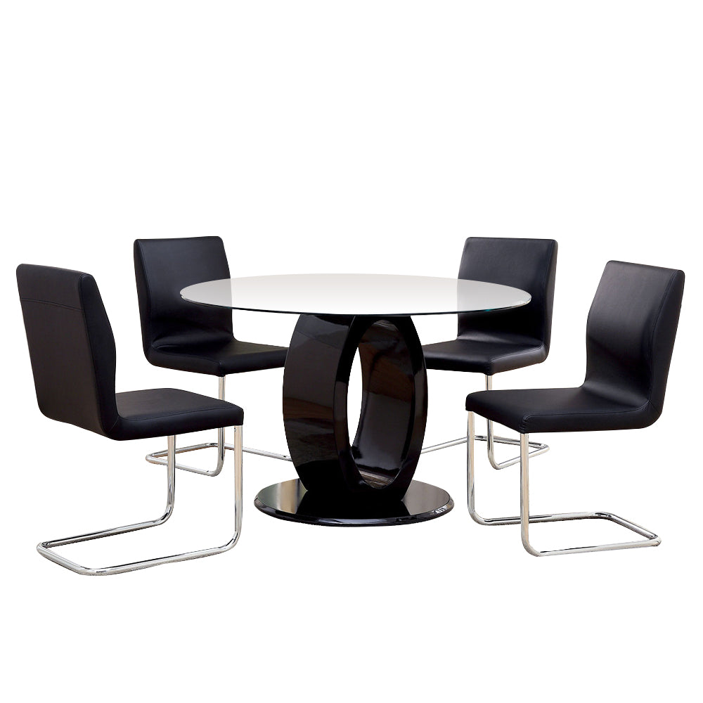 LODIA I 5 Pc. Dining Table Set Black