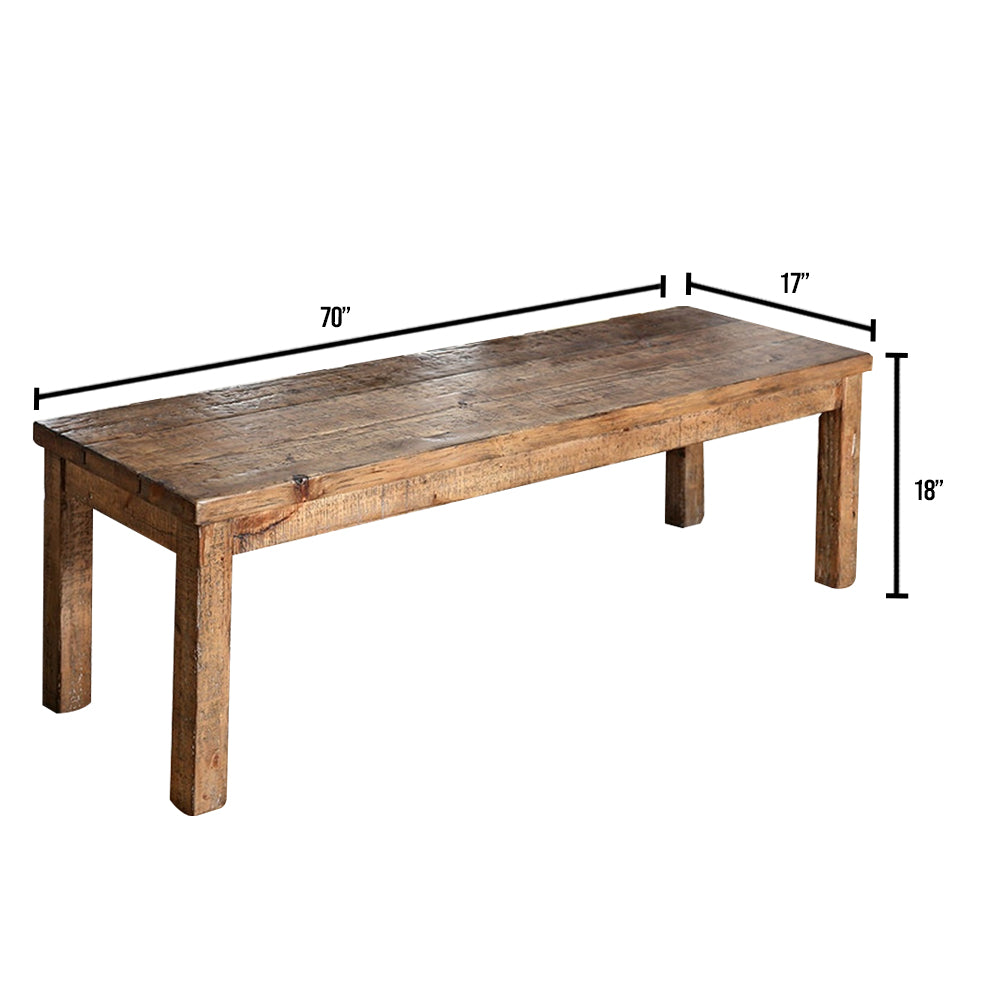 GIANNA Fabric Bench in Rustic Pine Finish