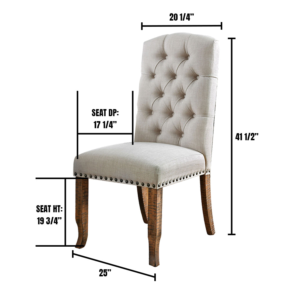 Gianna Side Chair (2/CTN) Rustic Pine/Ivory