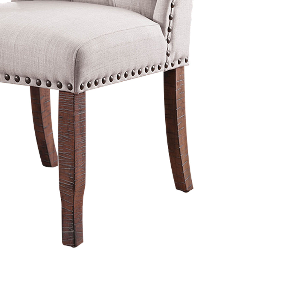 Gianna Wingback Chair (2/CTN) in Rustic Pine/Ivory finish