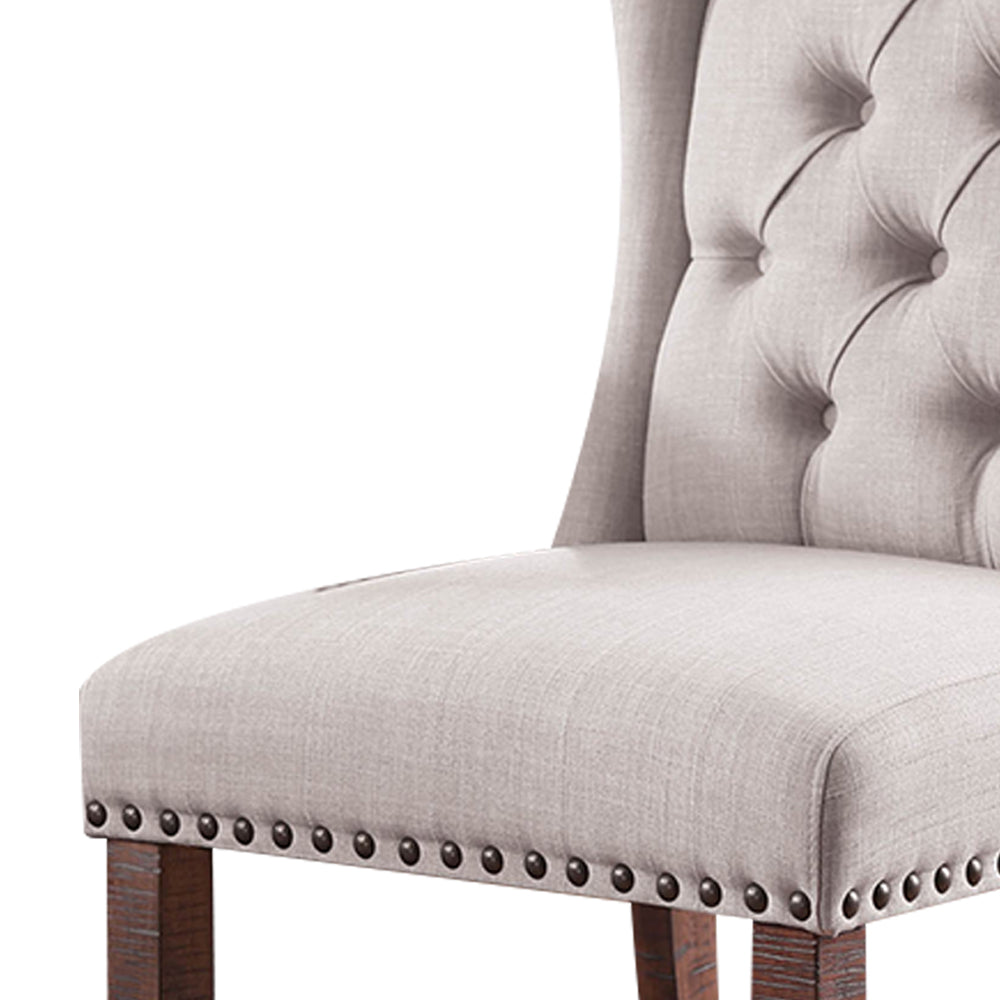 Gianna Wingback Chair (2/CTN) in Rustic Pine/Ivory finish