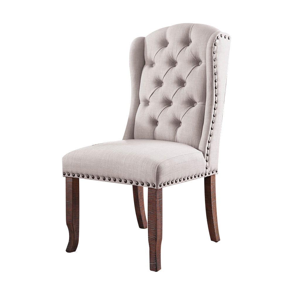 Gianna Wingback Chair (2/CTN) in Rustic Pine/Ivory finish