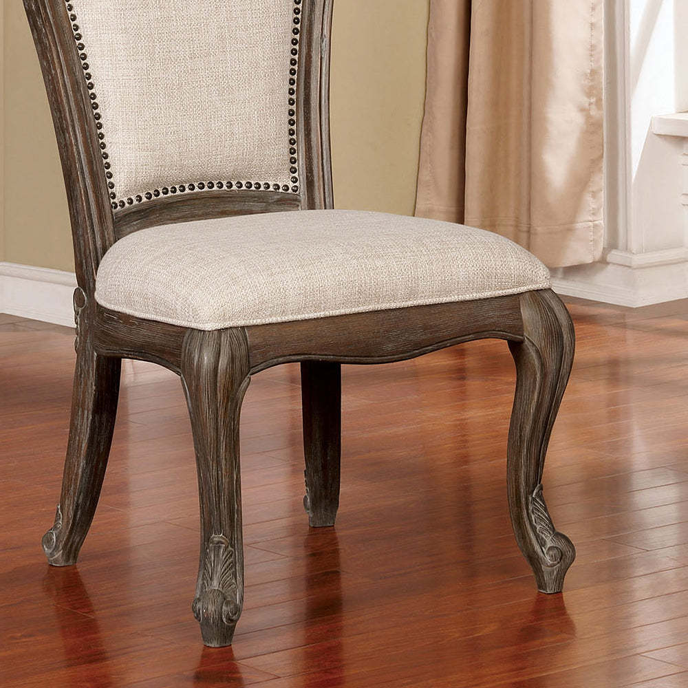 Charmaine Side Chair (2/CTN) in Antique Brush Gray finish