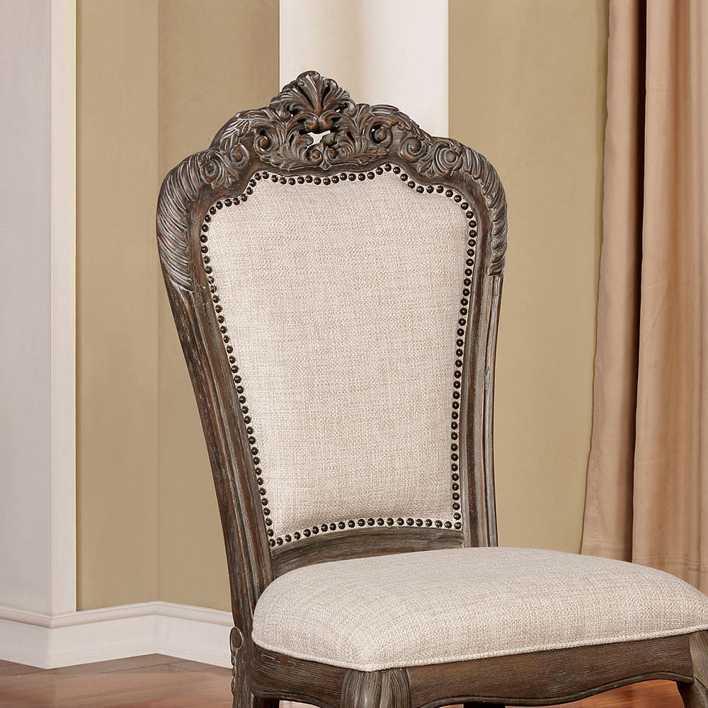 Charmaine Side Chair (2/CTN) in Antique Brush Gray finish