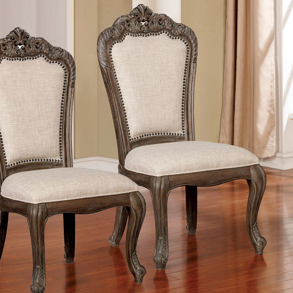 Charmaine Side Chair (2/CTN) in Antique Brush Gray finish