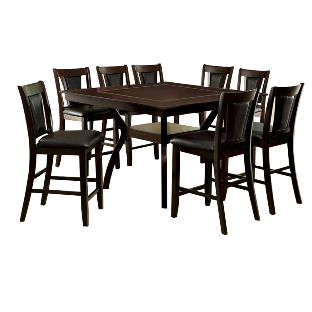 BRENT II 9 Pc. Dining Table Set Dark Cherry