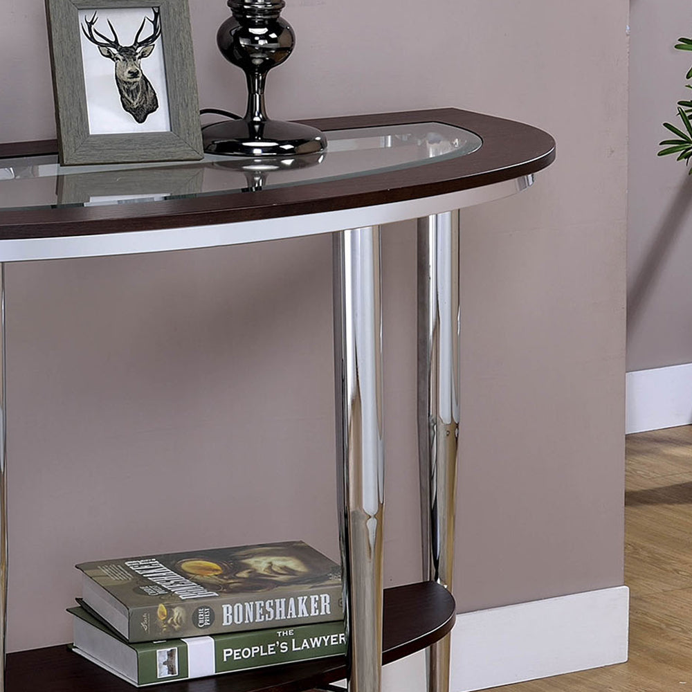 Azaria Sofa Table in Espresso/Chrome Finish