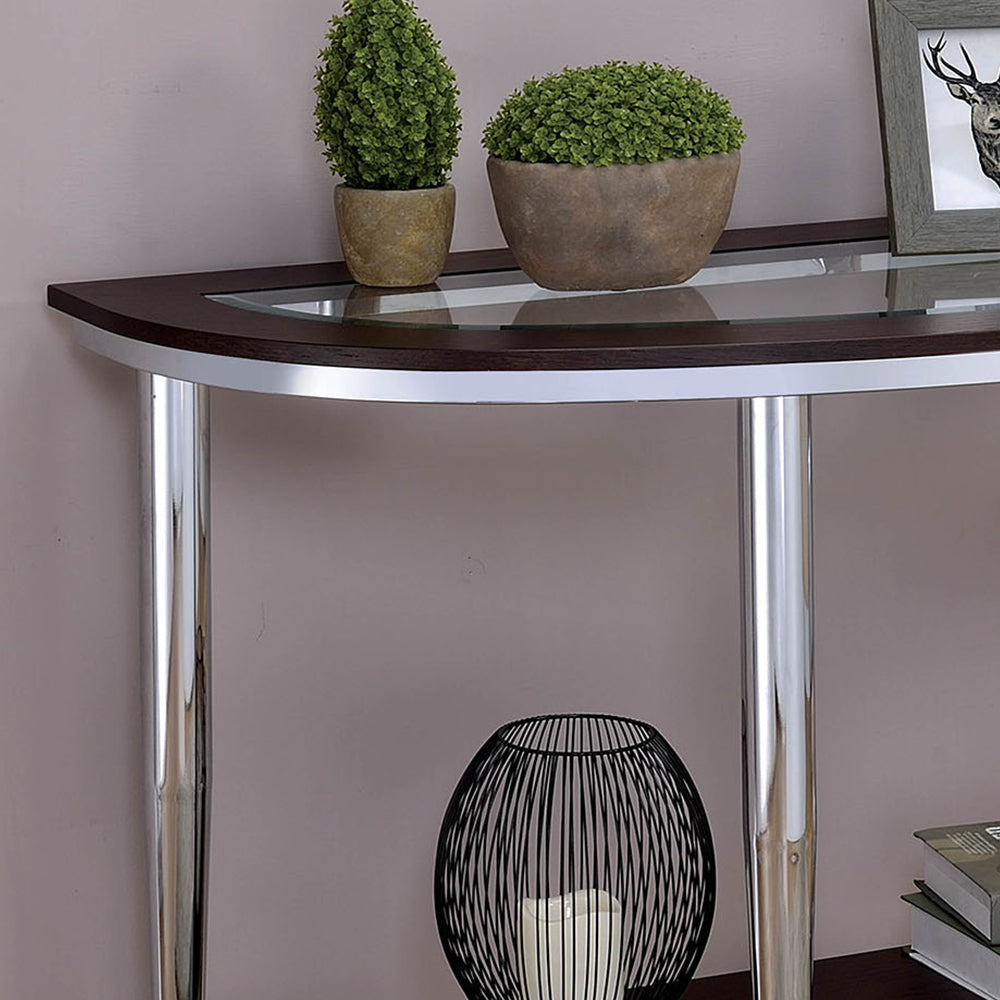 Azaria Sofa Table in Espresso/Chrome Finish