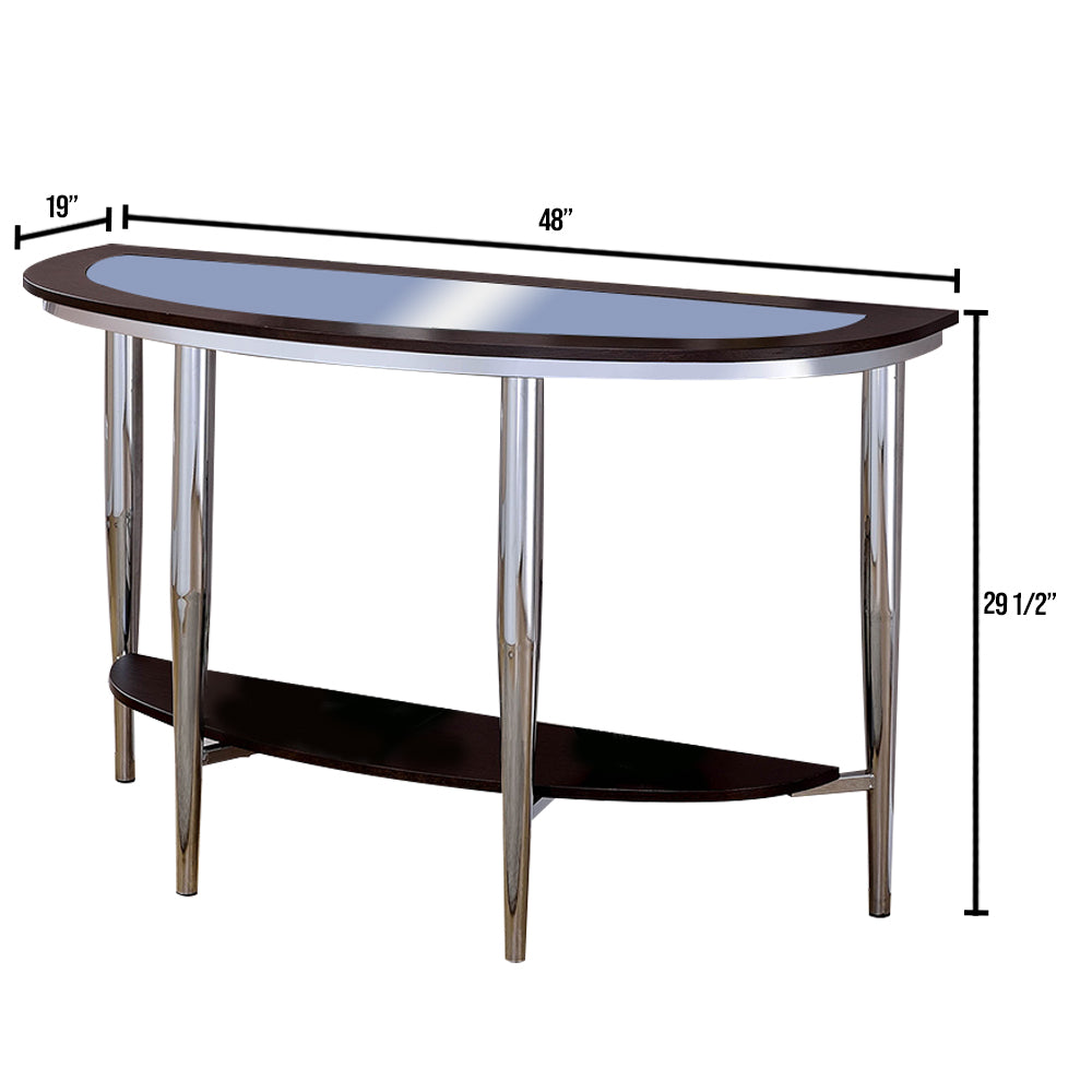 Azaria Sofa Table in Espresso/Chrome Finish