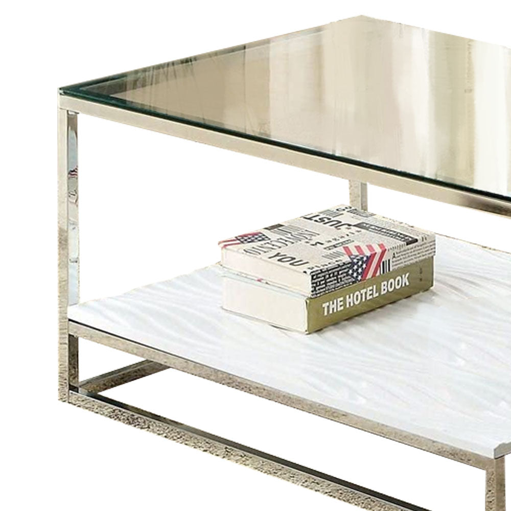 VENDI Coffee Table in White/Chrome finish