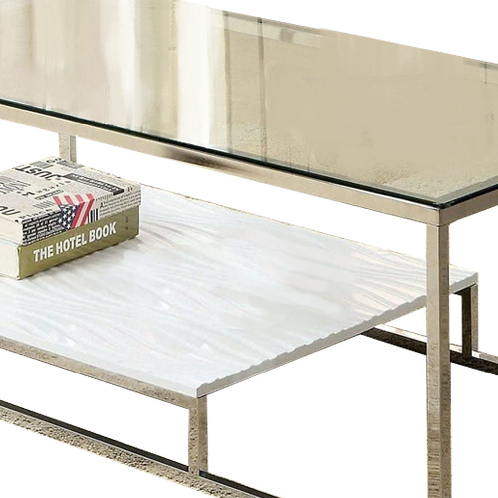 VENDI Coffee Table in White/Chrome finish
