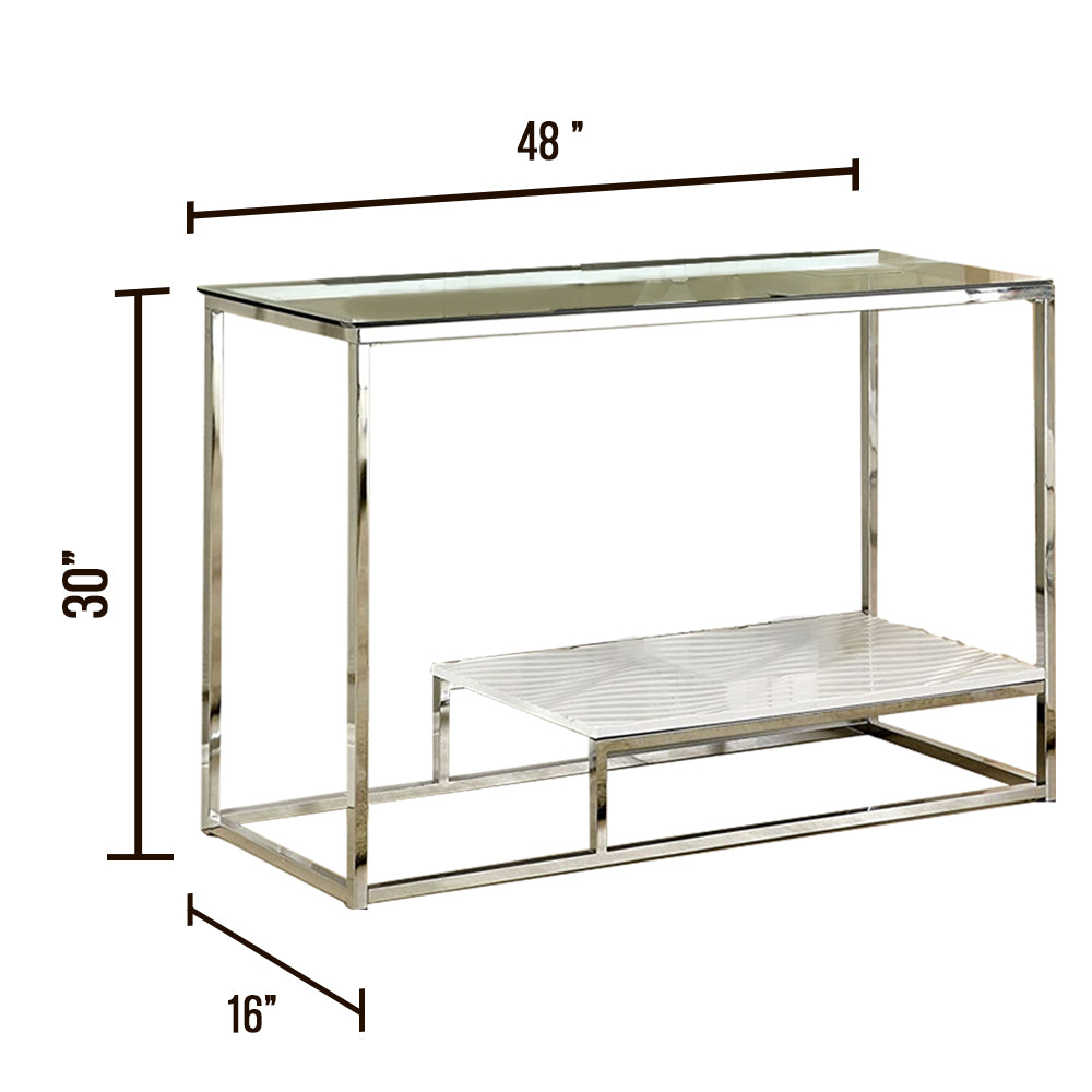 VENDI Sofa Table in White/Chrome finish