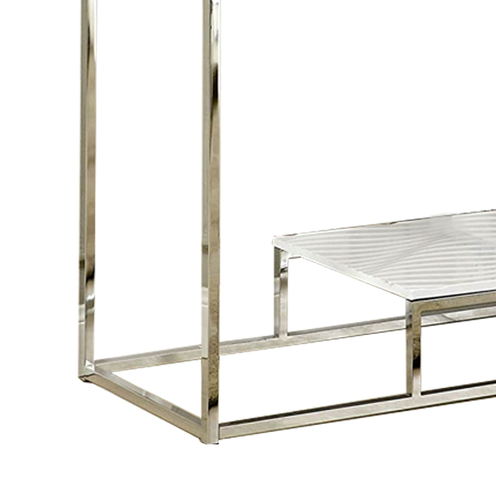 VENDI Sofa Table in White/Chrome finish