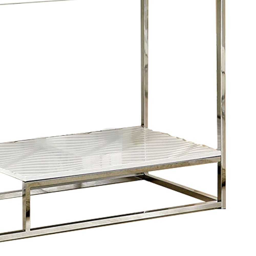 VENDI Sofa Table in White/Chrome finish
