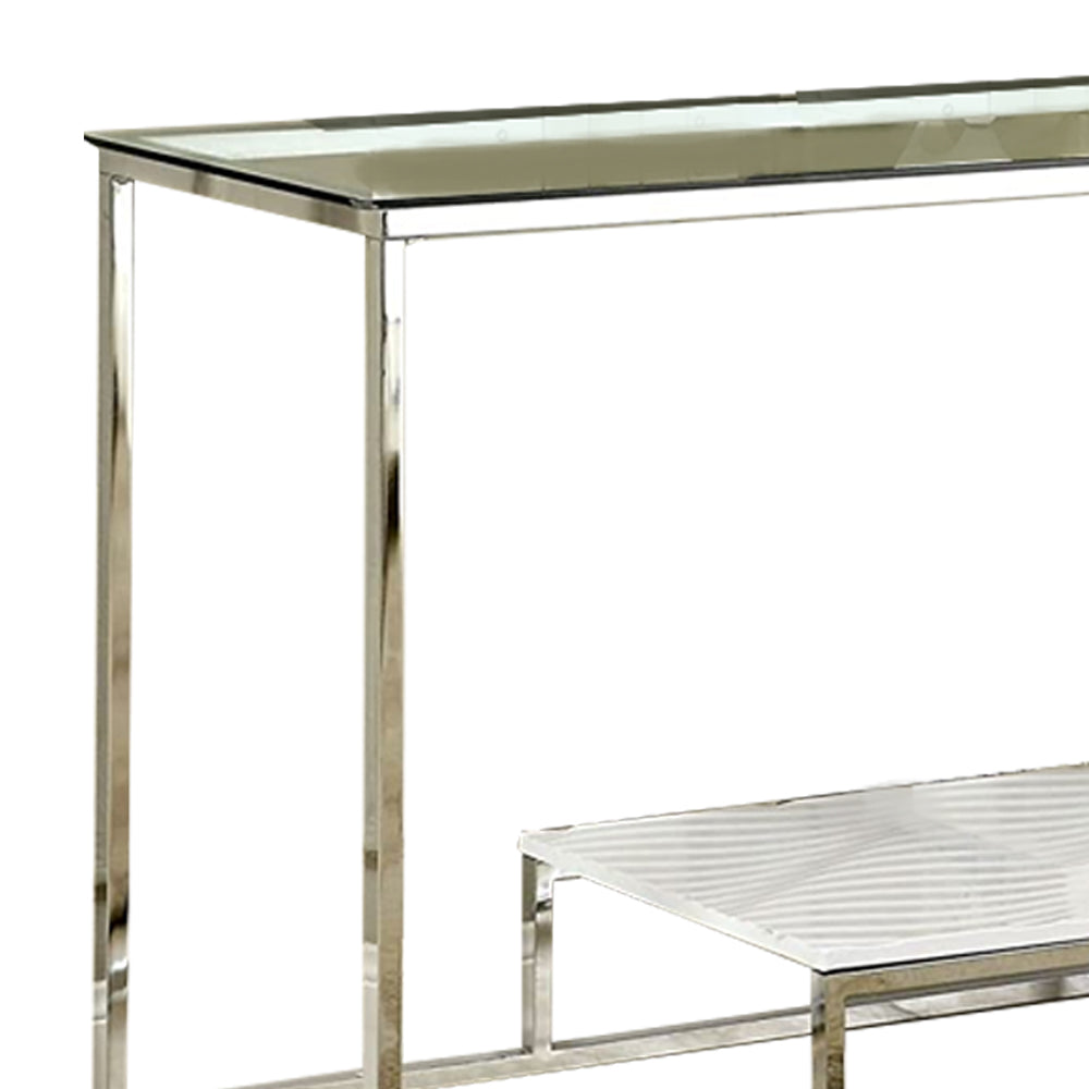 VENDI Sofa Table in White/Chrome finish