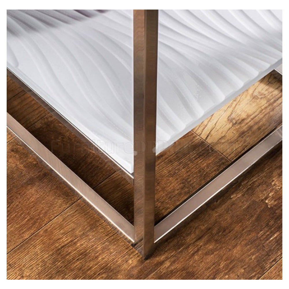 VENDI Sofa Table in White/Chrome finish