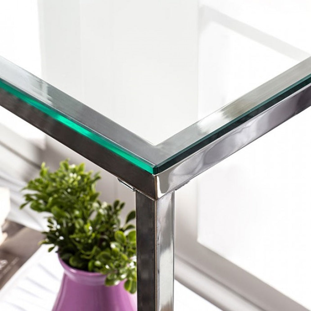 VENDI Sofa Table in White/Chrome finish