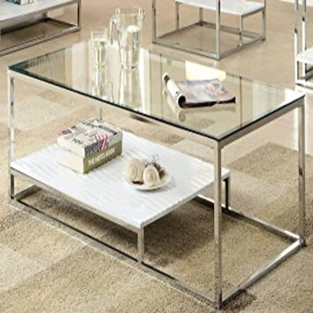 VENDI Coffee Table in White/Chrome finish