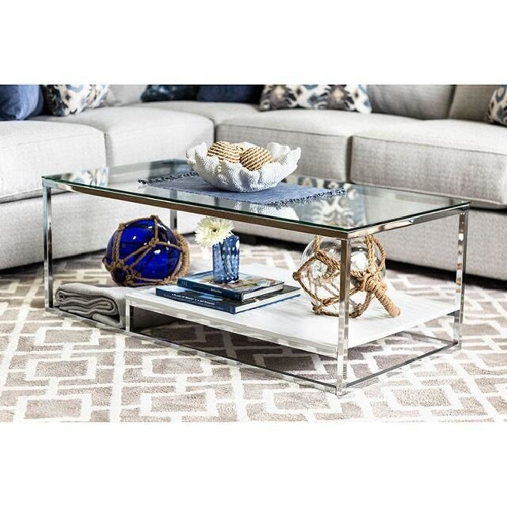 VENDI Coffee Table in White/Chrome finish