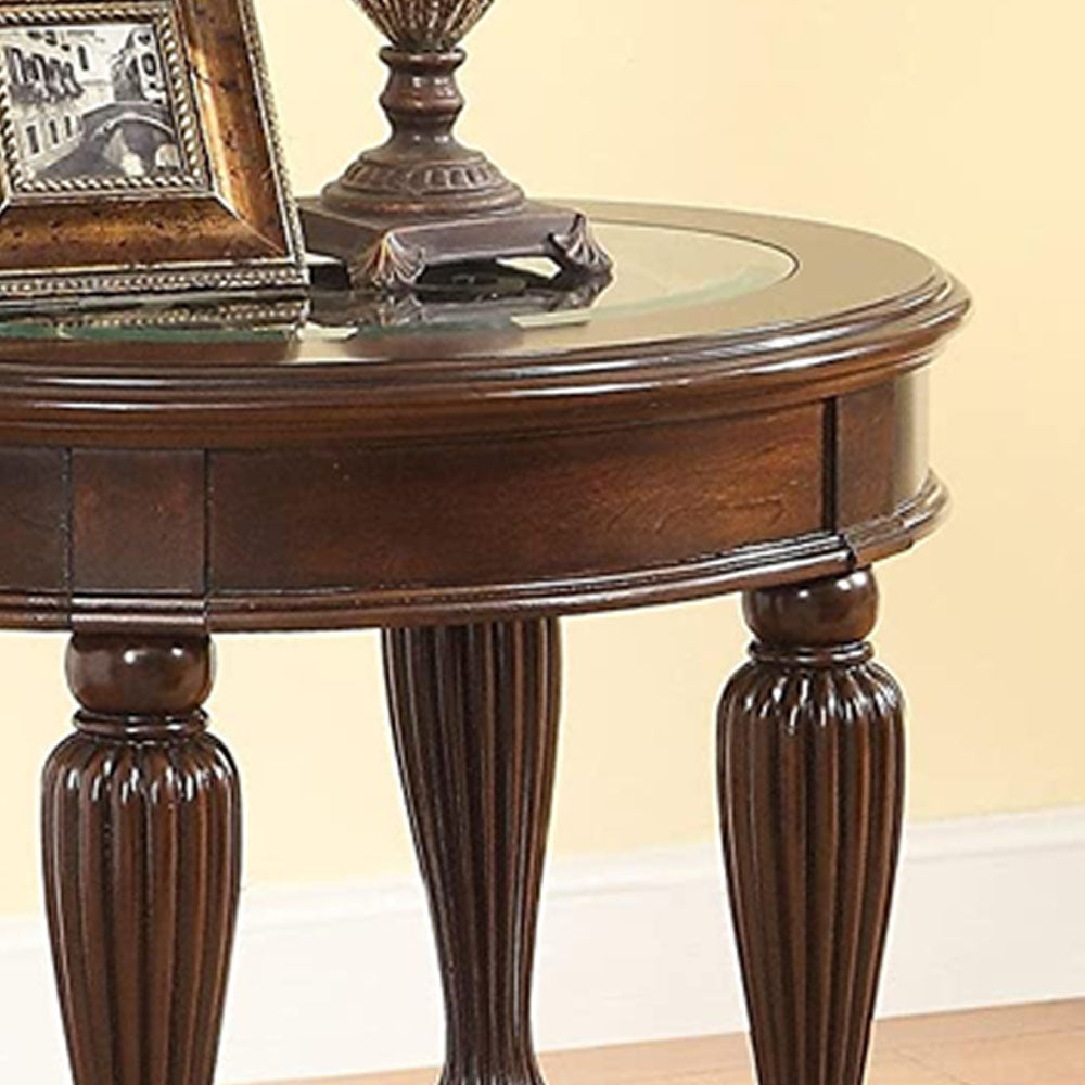 Centinel End Table in Dark Cherry Finish